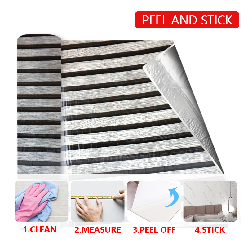 new design indoor decoration self adhesive wall sticker wood veneer fluted wall sticker for home office