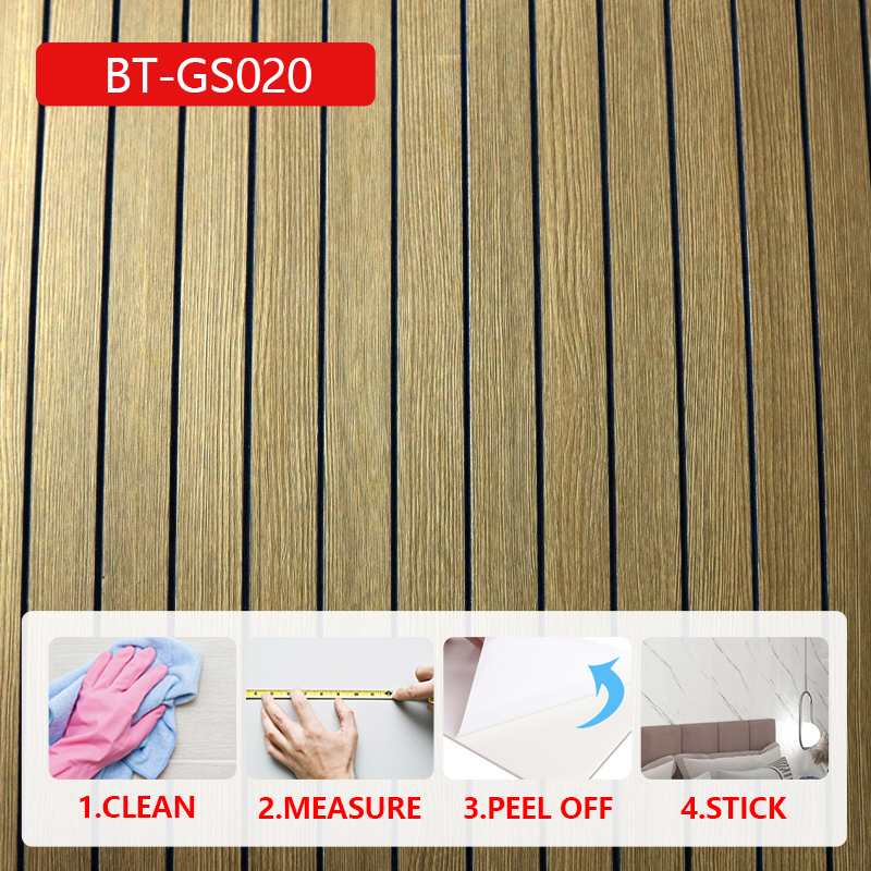 High Gloss marble grain Self-Adhesive Waterproof ixpe 3d fluted wall sticker for Living Room and Bat